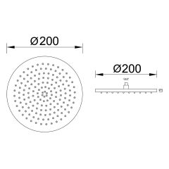 Fause Tepe Duş Başlığı Oval Slim 304 Metal Ø20 cm KTD105