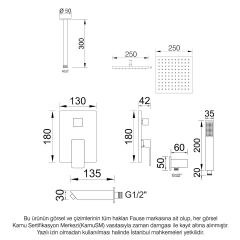 Fause Tam Ankastre Duş Seti Tavandan Tetra Altın FAU106T-G