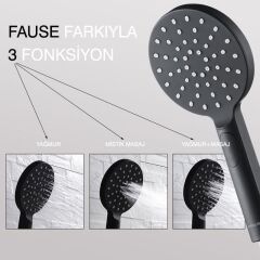 Fause El Duş Başlığı 3 Fonksiyonlu Oval Siyah KE121-B