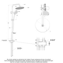 Fause Kolonlu Tepe Duş Seti 3 Fonksiyon El Başlıklı KDS121