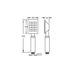 Fause El Duş Başlığı 304 Çelik Metal Kare Siyah KE104-B