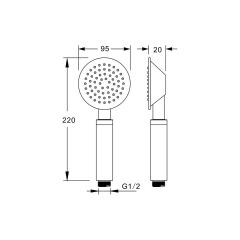 Fause El Duş Başlığı 304 Çelik Metal Oval KE103