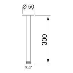 Fause Ankastre Duş Başlığı Borulu Kare Slim Metal 25x25 cm Tavandan Siyah