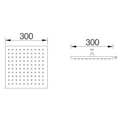 Fause Ankastre Duş Başlığı Borulu Kare Slim Metal 25x25 cm Tavandan Siyah