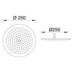 Fause Ankastre Duş Başlığı Borulu Oval Slim Metal Ø25 cm Tavandan