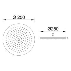 Fause Ankastre Duş Başlığı Borulu Oval Slim Metal Ø25 cm