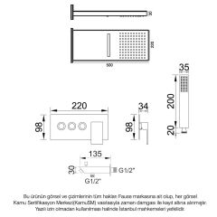 Fause Ankastre Comfort Panel Şelale Duş Seti Siyah FAU111-B