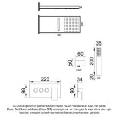 Fause Ankastre Comfort Panel Şelale Duş Seti Altın FAU110-G