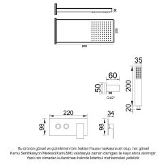 Fause Ankastre Comfort Panel Yağmur Duş Seti Altın Gold FAU108-G