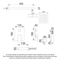 Fause Tam Ankastre Duş Seti Tetra Altın FAU106-G