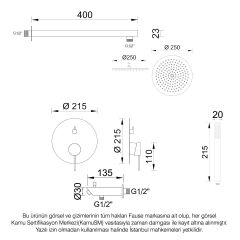 Fause Ankastre Duş Seti Adonis Altın Gold FAU103-G